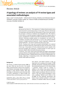 A typology of reviews: an analysis of 14 review types and associated