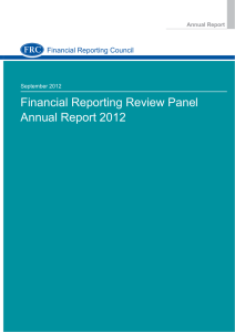 Financial Reporting Review Panel Annual Report 2012