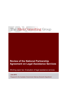 Review of the National Partnership Agreement on Legal Assistance