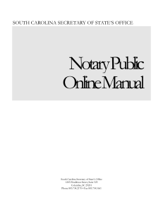 South Carolina Notary Public Reference Manual