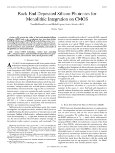 Back-End Deposited Silicon Photonics for Monolithic Integration on