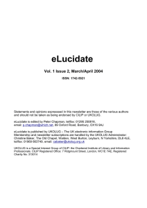 eLucidate Volume 1 Issue 2, March/April 2004