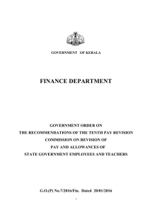 Revision of Pay and Allowances - Finance Department
