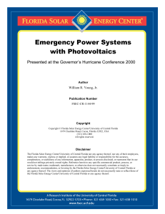 Emergency Power Systems - Florida Solar Energy Center