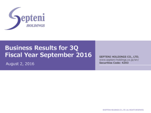 Business Results for 3Q Fiscal Year September 2016