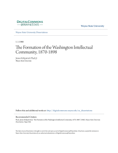 The Formation of the Washington Intellectual Community, 1870-1898