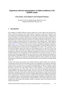 Experience with the representation of stable conditions in