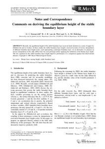 Comments on deriving the equilibrium height of the stable boundary