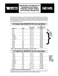 Specifications and Selection for Temperature and Pressure