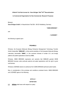 Non-Exclusive Research License Agreement for ET Cloning Method