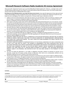 Microsoft Research Software Radio Academic Kit License Agreement