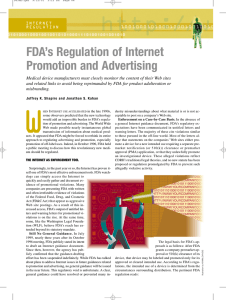 FDA`s Regulation of Internet Promotion and Advertising