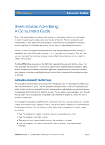 Sweepstakes Advertising: A Consumer`s Guide