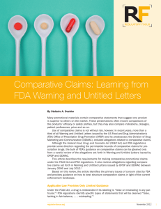Comparative Claims: Learning from FDA Warning and