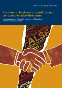 Business to business promotions and comparative advertisements
