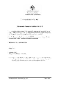 the Therapeutic Goods Advertising Code 2015