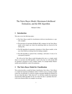 The Naive Bayes Model, Maximum-Likelihood Estimation, and the