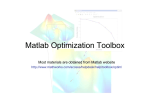 Matlab Optimization Toolbox