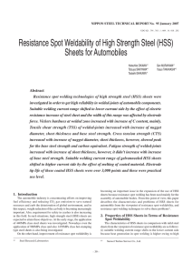 Resistance Spot Weldability of High Strength Steel (HSS) Sheets for