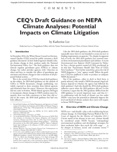 CEQ`s Draft Guidance on NEPA Climate Analyses: Potential Impacts