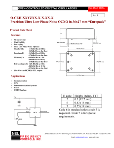 O-CEH-XXYZXX-X-X-XX-X Precision Ultra Low Phase Noise OCXO