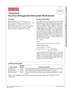 74VHC221A Dual Non-Retriggerable Monostable Multivibrator