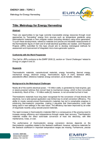 Title: Metrology for Energy Harvesting
