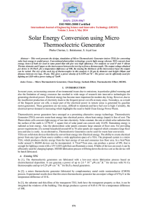 Solar Energy Conversion using Micro Thermoelectric
