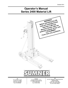 Operator`s Manual Series 2400 Material Lift
