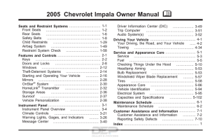 2005 Chevrolet Impala Owner Manual - Dealer E