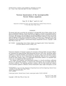 Newton linearization of the incompressible Navier