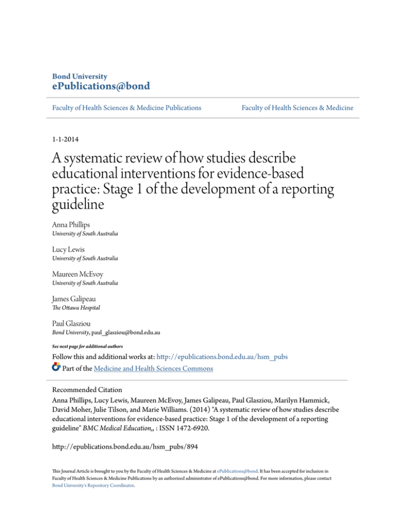 A Systematic Review Of How Studies Describe Educational