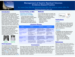 Management of Gastric Residual Volumes: Evidence Based Practice