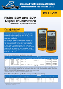 Fluke 83V and 87V Digital Multimeter Detailed Specifications Sheet