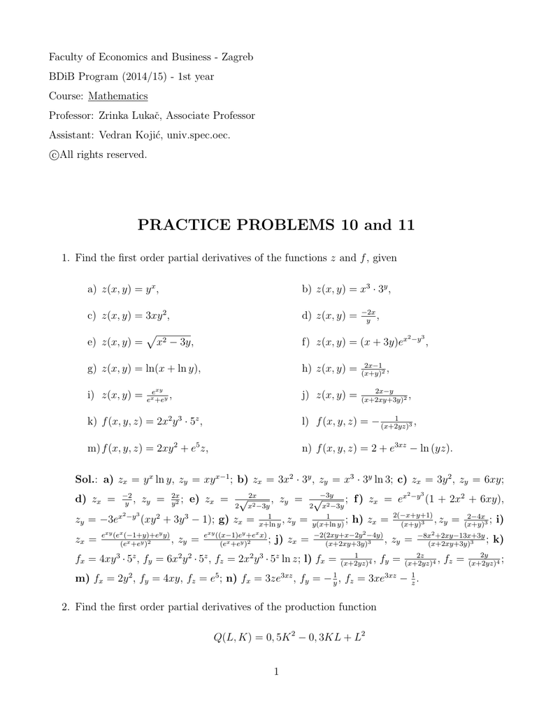 Practice Problems 10 And 11