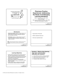 Pharmacy Practice Experiences - American Pharmacists Association