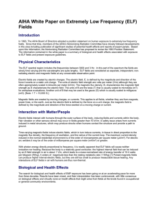 AIHA White Paper on Extremely Low Frequency (ELF) Fields