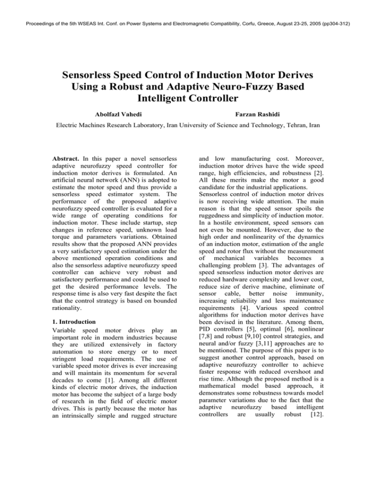 Sensorless Speed Control of Induction Motor Derives Using a