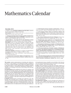 Mathematics Calendar - American Mathematical Society