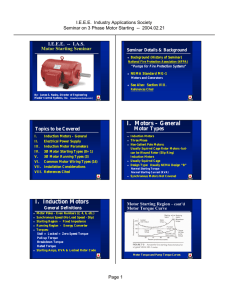 I. Motors – General I. Induction Motors