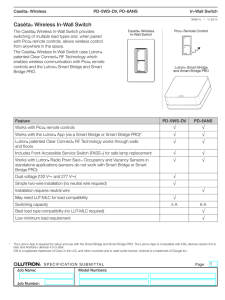 Caséta Wireless In-Wall Switch SPEC (369831)