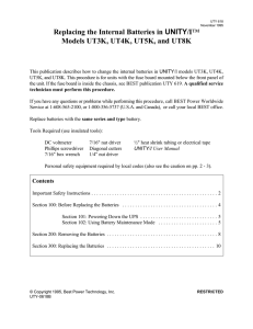 Replacing the Internal Batteries in UNITY/I™ Models UT3K, UT4K