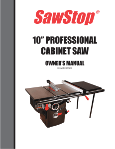 Professional Cabinet Saw 3.0HP Owner`s Manual for