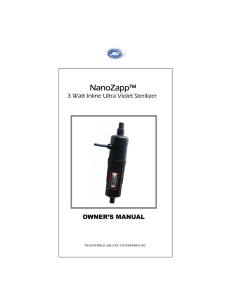 NanoZapp Inline UV Sterilizer Manual PDF