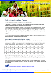 Topic 1: Organising Data