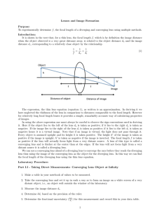 Object Image h f f Distance of object Distance of image h