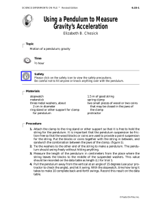 Using a Pendulum to Measure Gravity`s Acceleration