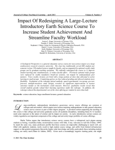 Impact Of Redesigning A Large-Lecture Introductory Earth Science