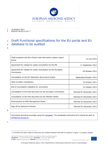 Draft Functional Specifications of the EU Portal and EU database to