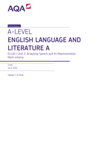 A-level English Language and Literature (Specification A) Mark